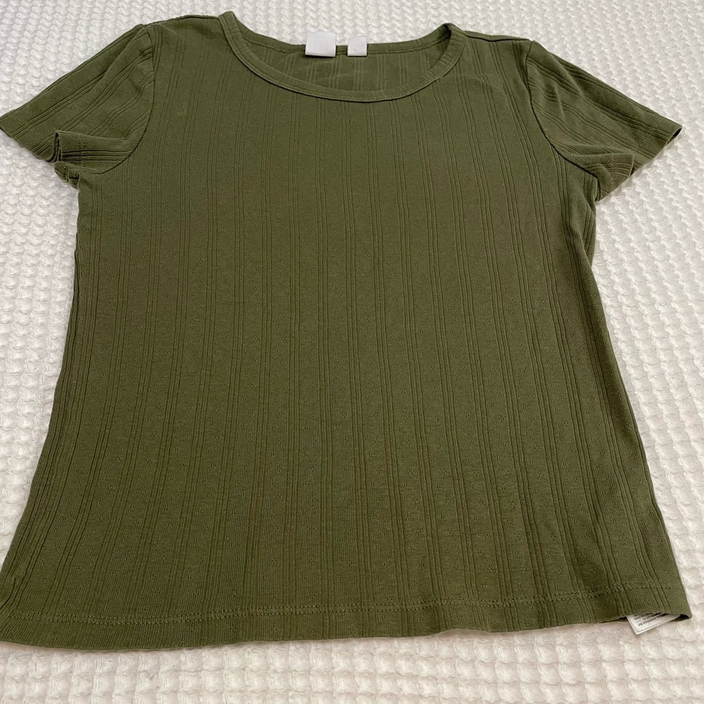 GAP - Olive Ribbed Short-Sleeve Top
